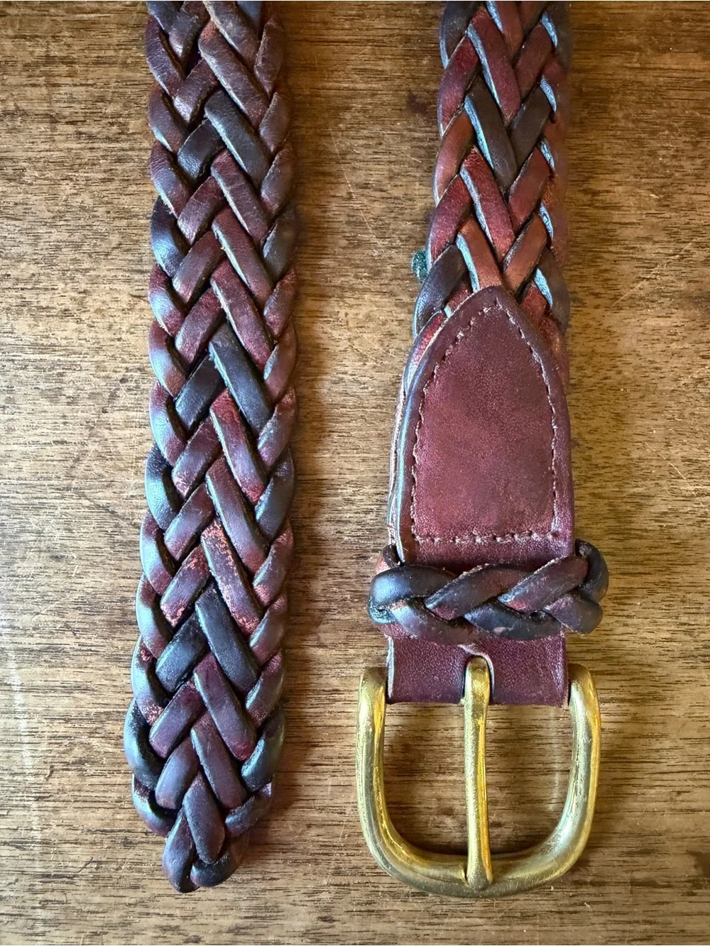 Braided Leather Belt in Dark Brown